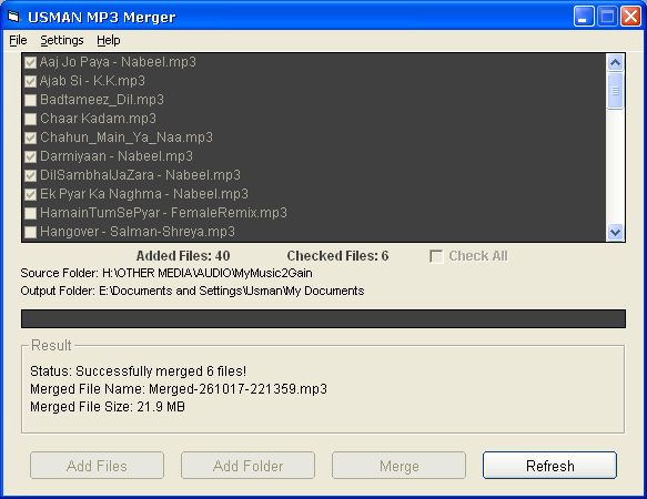 Usman MP3 Merger Screenshot